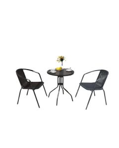 2-Seater Capri Rattan Garden Furniture Balcony Bistro Set with Glass Table | EA78591