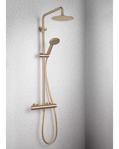 Methven Kiri Brushed Brass Shower with Diverter to Rain Shower Head