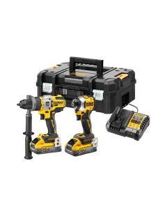 Dewalt 18V XR Compact Brushless Drill & Impact Driver Twin Kit - 2 x Powerstack 5Ah Batteries | DCK2052H2T-GB
