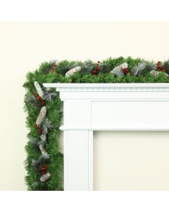 2.7m Flocked Garland With Berries And Cones