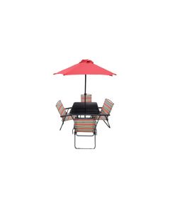 Heather 6 Piece Steel Garden Patio Set - Red | STDSSE409