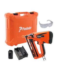 Paslode IM65A F16 2nd Fix Li-ion Angled Cordless Gas Nailer Gun Kit with Battery, Charger & Case | 13313