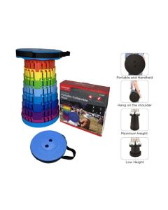 Redwood Rainbow Portable Collapsible Stool - Blue & Rainbow | BB-FC091