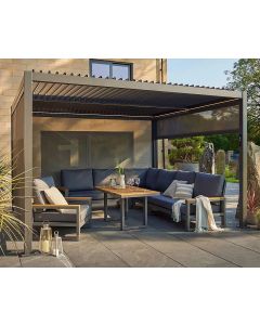 Norfolk Leisure Royce Cube 4m x 4m Aluminium Garden Gazebo with LED Lights & Screens | Grey