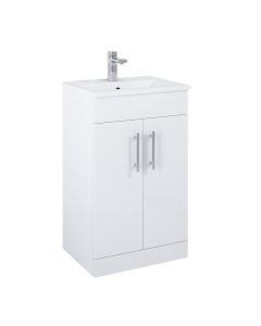 Sonas Belmont Square 50cm Floor Standing 2 Door Vanity Unit - Gloss White | SQBEL50WH