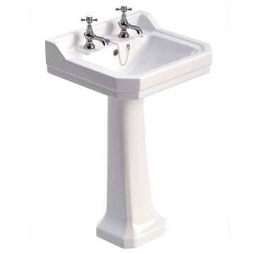 Westbury 55cm Basin & Full Pedestal 2 Tap Hole