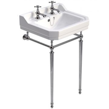 Westbury 55cm Basin & Chrome Washst & 2 Tap Hole