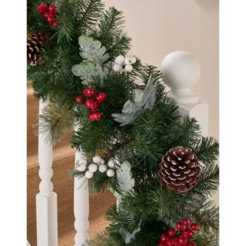 Argento 6ft x 12" Garland 100 Warm White Prelit 5mm Bulbs And Stn 8 Function