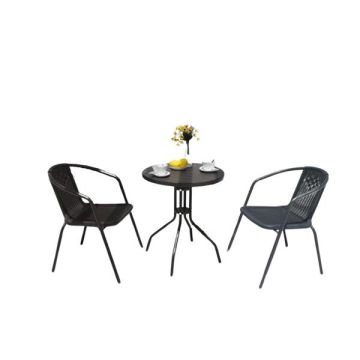 2-Seater Capri Rattan Garden Furniture Balcony Bistro Set with Glass Table | EA78591