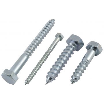 zinc plated Coach Screw Hex Head 40mm x M6