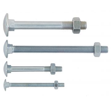 Cup Head Bolt & Nut M10 x 75mm Zinc Plated