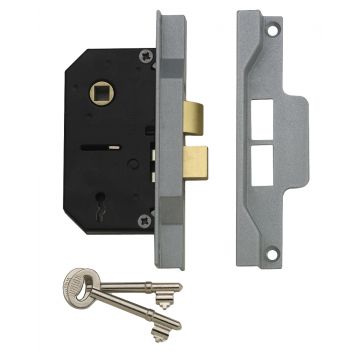 Union P/P Lock & Fitting 2-Lvr Rebated Lk 2.5" Grey