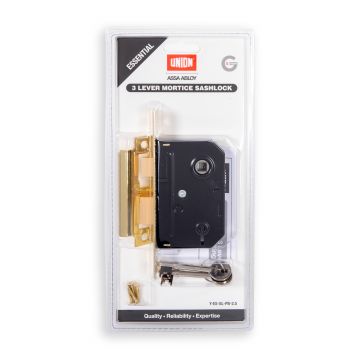 Union Y-Es 2.5" Essentials 3 Lever Mortice SashLock - Polished Brass