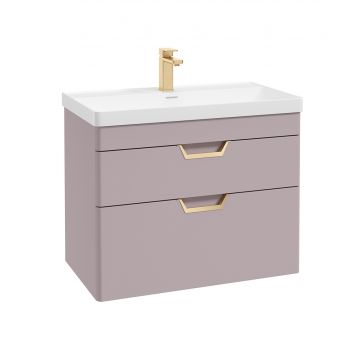 Freya 80cm Wall Hung Drawer Unit Matte Cashmere Pink W Gold Handle