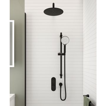 Alita Knurled Thermostatic Shower Kit 1 Matt Black