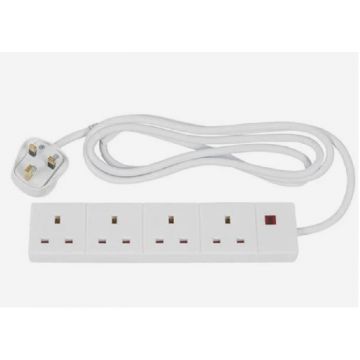 PowerMaster 4-Way 13 Amp 5 Metre Extension Lead - White | 1392-24