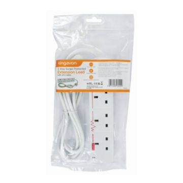 4 Way Surge Protected Extension Lead With 2 Metre Cable - White | BB-PA120 