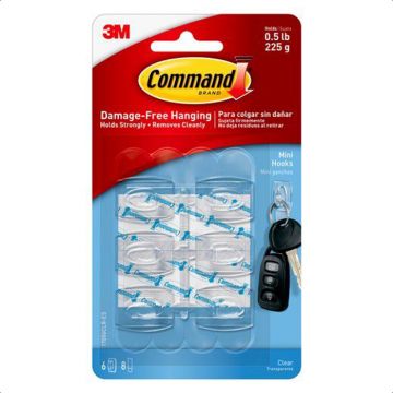Command (Tm) Mini Clear Hooks comes with Clear Strips Hooks comes with Clear Strips