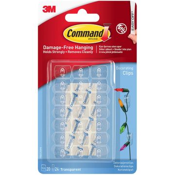 Command (Tm) Clear Decorating Clips comes with Clear Strips