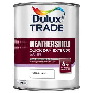 Dulux Trade Weathershield Quick Dry Exterior Satinwood Medium Base 1l