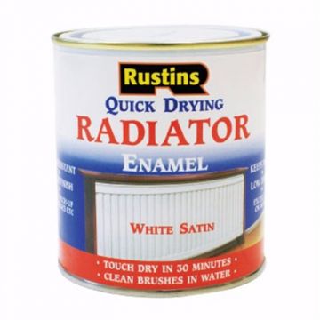 Rustins Q/D Radiator Enamel 500ml Satin White Quick Dry