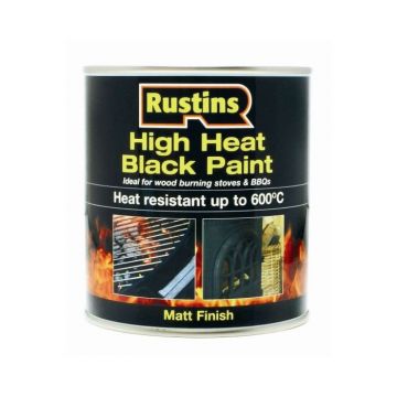 Rustins High Heat Black Paint Q/D 250ml 600c Quick Dry