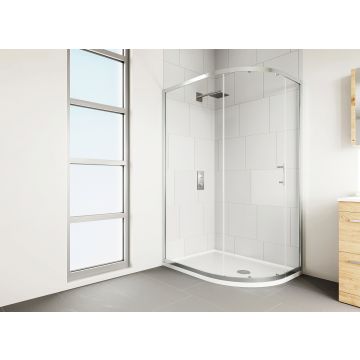 Verve 1 Door Offset Quad 1200 x 900mm Silver *