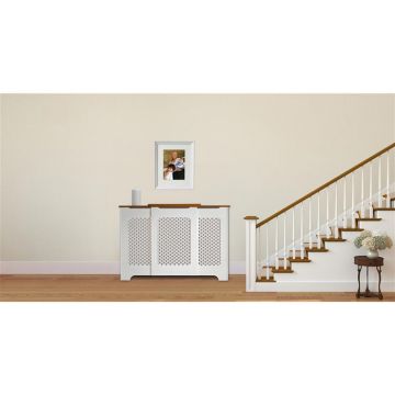 Tema Two Tone Classic AdjustableradiatorCab Medium Radiator Cabinet Two Tone White & Oak Medium