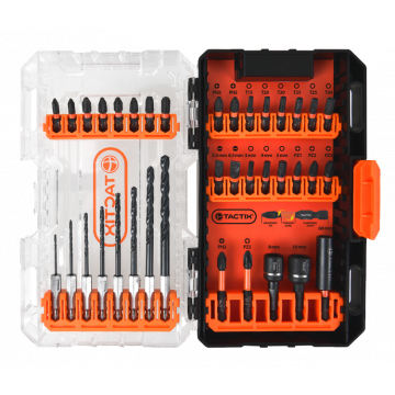 Tactix Hex Shank Hss Impact Drill Bits Set Including Bit And Drill Bit - 37 Pieces