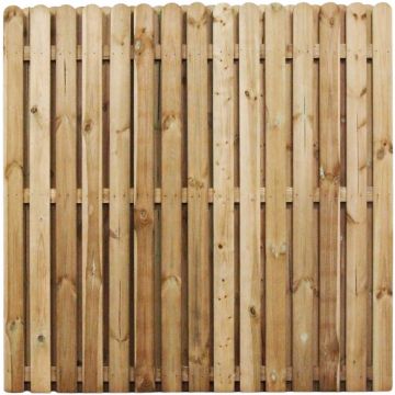 Coolrain Hit & Miss Round Top Double Side Fence Panel - 1.8m x 1.8m 