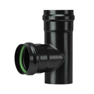 80mm x 90deg Tee Pellet Pipe Matt Black