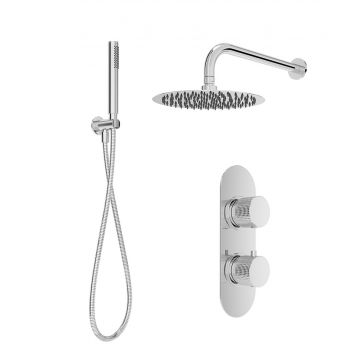 Alita Knurled Shower Set 2 Chrome - Wall Mounted Fixed Head