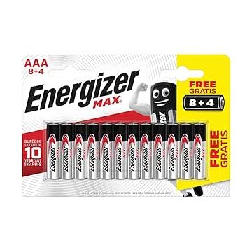Energizer Max AAA Batteries 8 + 4 Free (12 Pack)