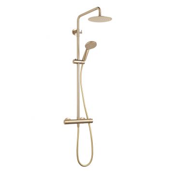 Methven Kiri Brushed Brass Shower with Diverter to Rain Shower Head