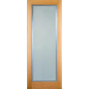 Indoors Rushmore Shaker Etched Clear Boarder Glass Pre-Finished Oak Door - 80 Inch x 32 Inch (2032mm x 813mm)