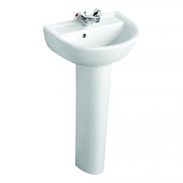 Sandringham 21 Basin Sink Only with No Chainstay Hole - 1 Tap Hole Hand Rinse - 44cm x 50cm