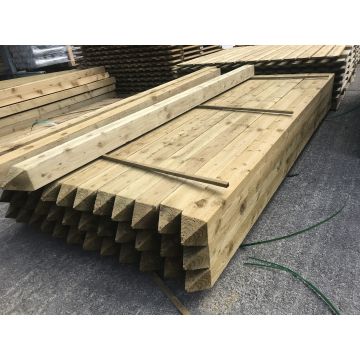 Pressure Treated Pointed Square Fence Post - 100mm x 100mm x 2.4m 