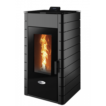 SOLIS K1700-2 12kW Pellet Stove Black Flat Panel Boiler Model