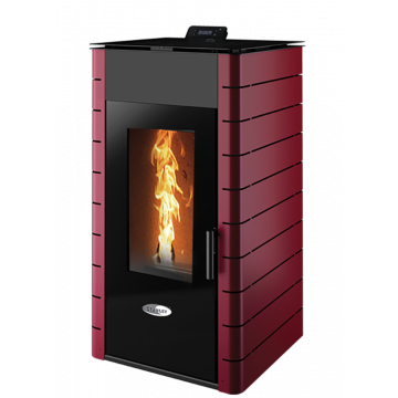 SOLIS K1700-2 12kW Pellet Stove Claret Flat Panel Boiler Model
