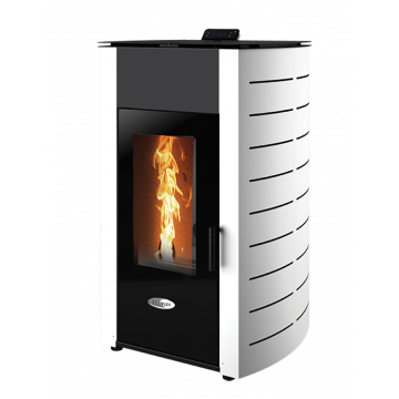 SOLIS K2300-2 23kW Pellet Stove White Curved Panel Boiler Model
