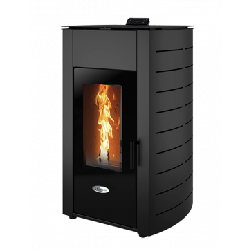 SOLIS K2300-2 23kW Pellet Stove Black Curved Panel Boiler Model