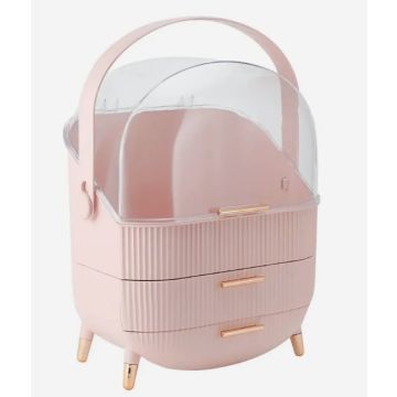 Cosmetics Storage Box 2 Drawer Pink