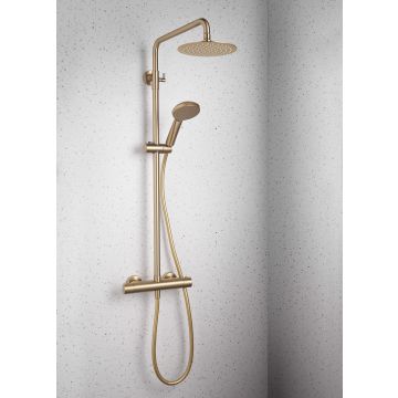 Methven Kiri Brushed Brass Shower with Diverter to Rain Shower Head