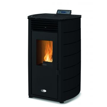 SOLIS Pellet Stove K100 8kW Black Curved Panels comes with Commissioning
