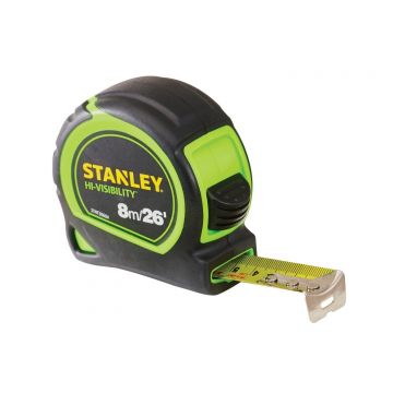 Stanley Hi-Viz Tylon 8m/Ex25mm Tape Bulk Hi - Viz 8m Tape
