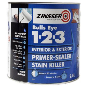 Zinsser All Purpose Water Based Bulls Eye 1-2-3 Primer & Sealer - 2.5L