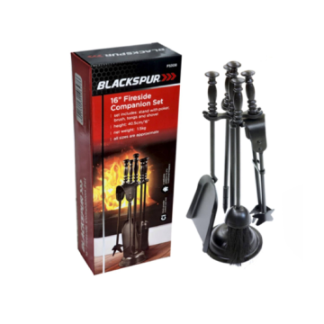 Blackspur 16" Fireside 4-Piece Cast Iron Companion Set - Black | BB-FS308