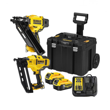 DeWalt 18V XR Brushless Twin Nailer Kit | Cordless Nail Gun Set | DCK246P2T-GB