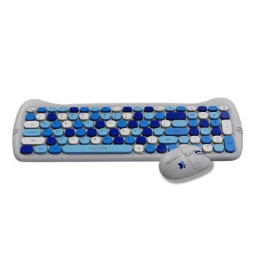 Canyon Wireless Combo Keyboard & Mouse Kitty Edition - Blue & Light Grey | CNS-HSETW6BL
