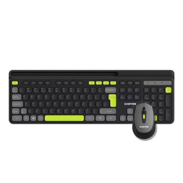 Canyon Wireless Combo Set Keyboard & Mouse - Black & Yellow | CNS-HSETW5BK